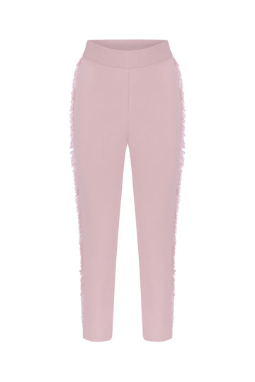 FRINGED KNITWEAR PANTS PINK