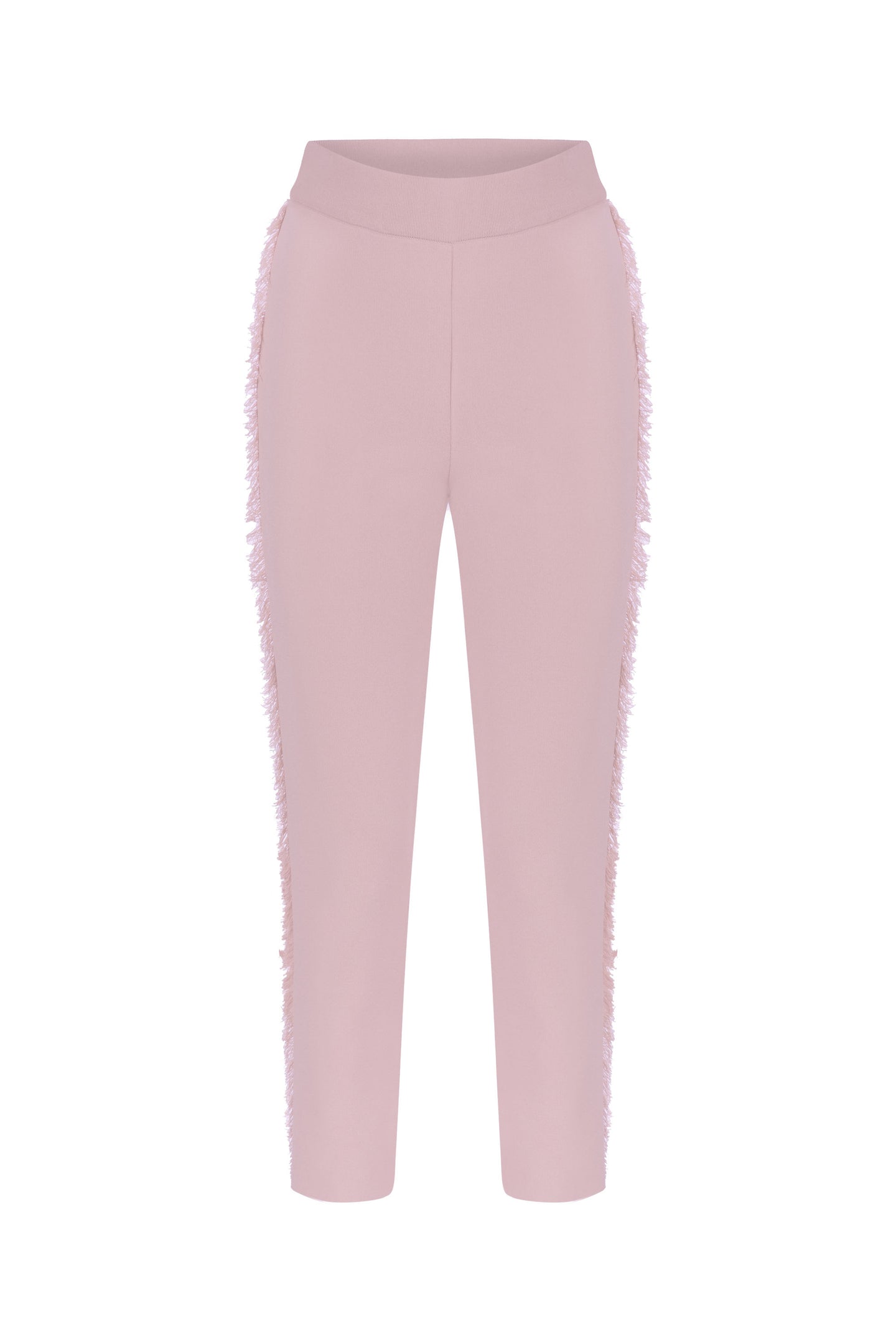 FRINGED KNITWEAR PANTS PINK