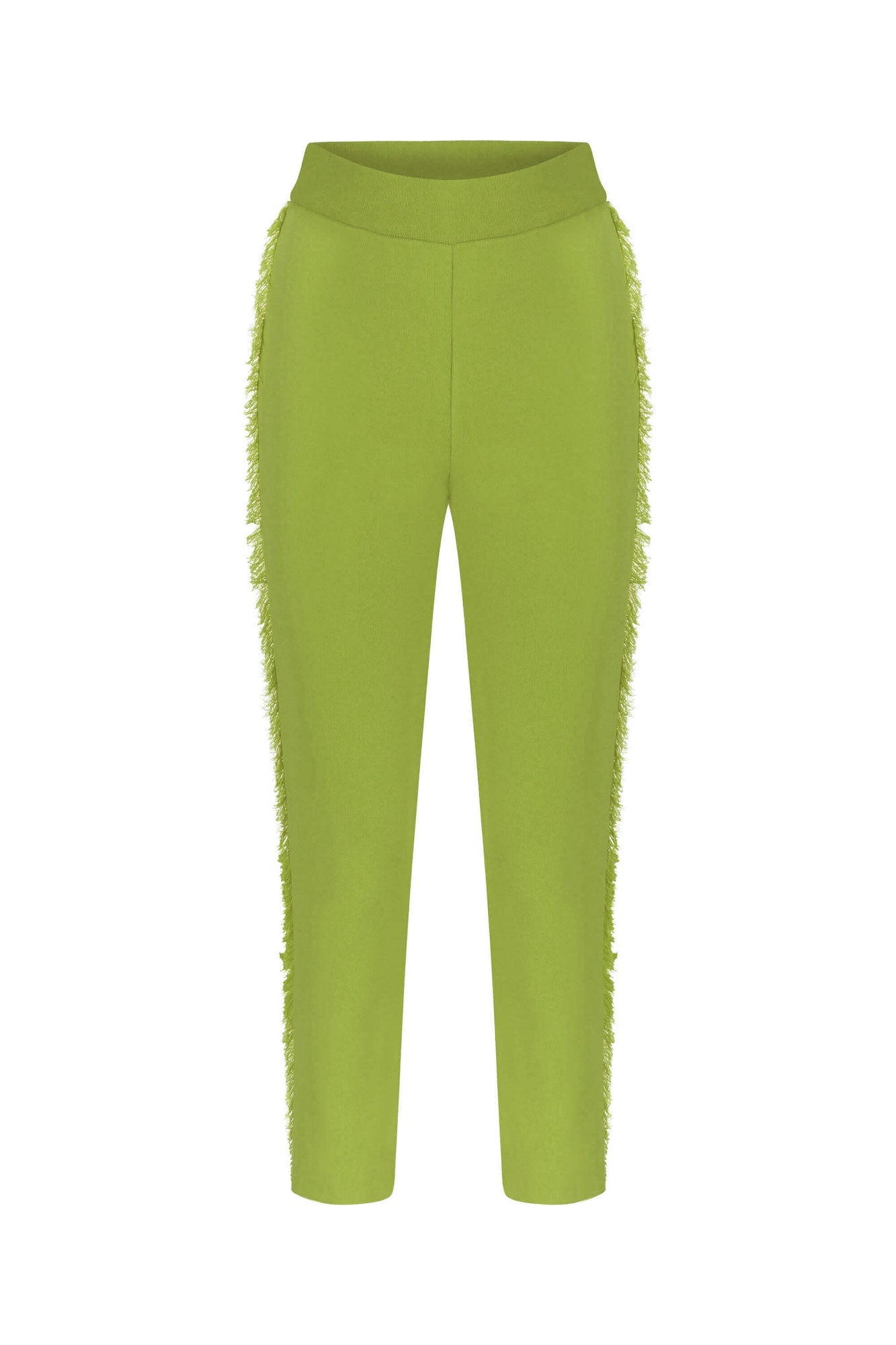 FRINGED KNITWEAR PANTS GREEN