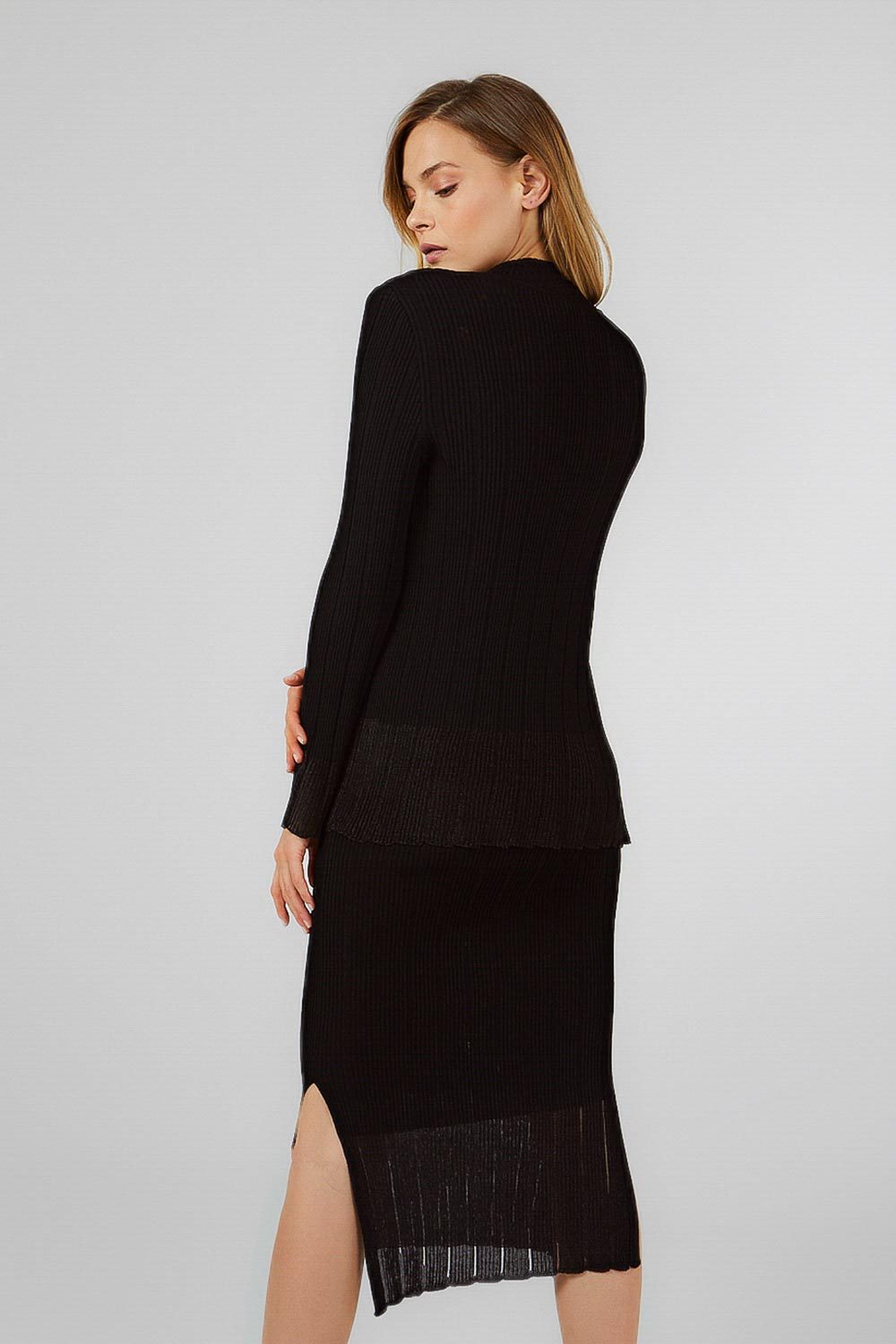 RIBBED CARDIGAN WITH GLITTERED TIPS BLACK