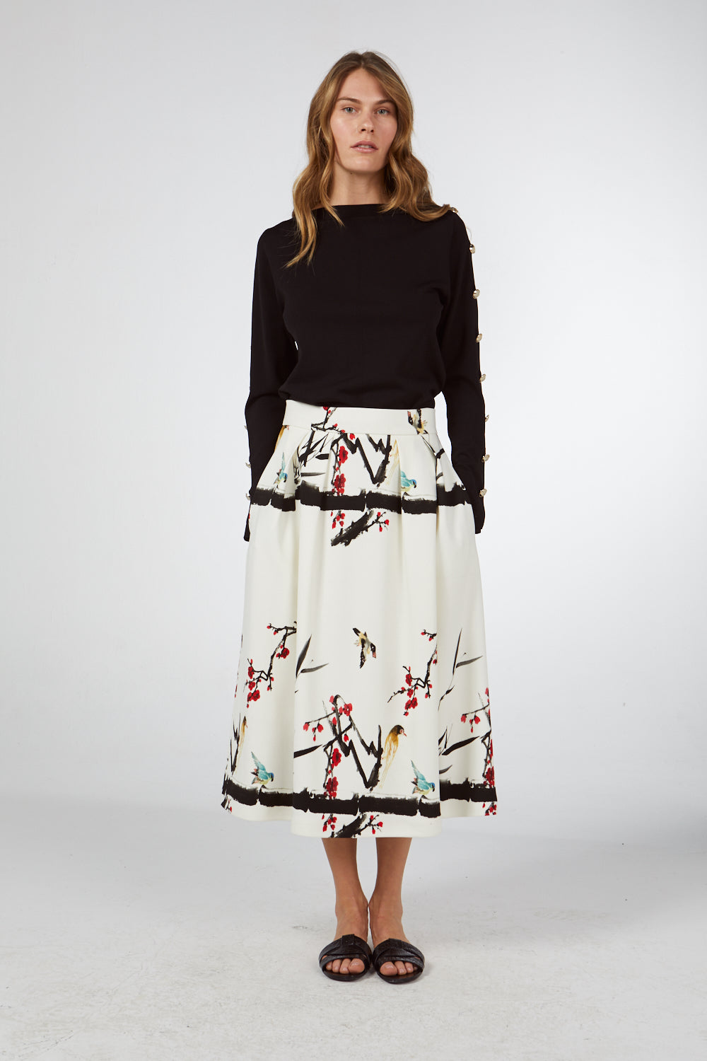 MIDI SKIRT WITH BIRD