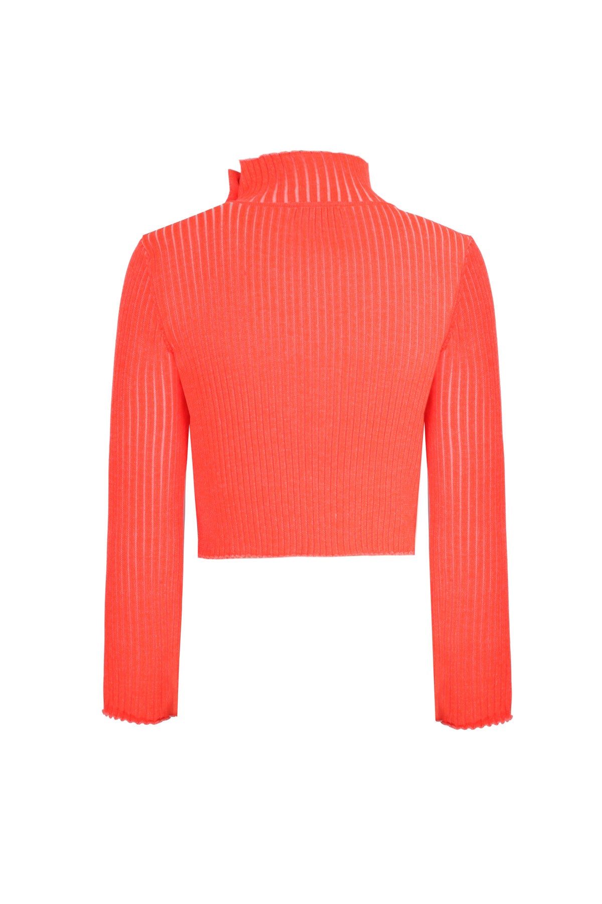 NEON CROP KNITWEAR SWEATER WITH BUTTONED SHOULDER ORANGE