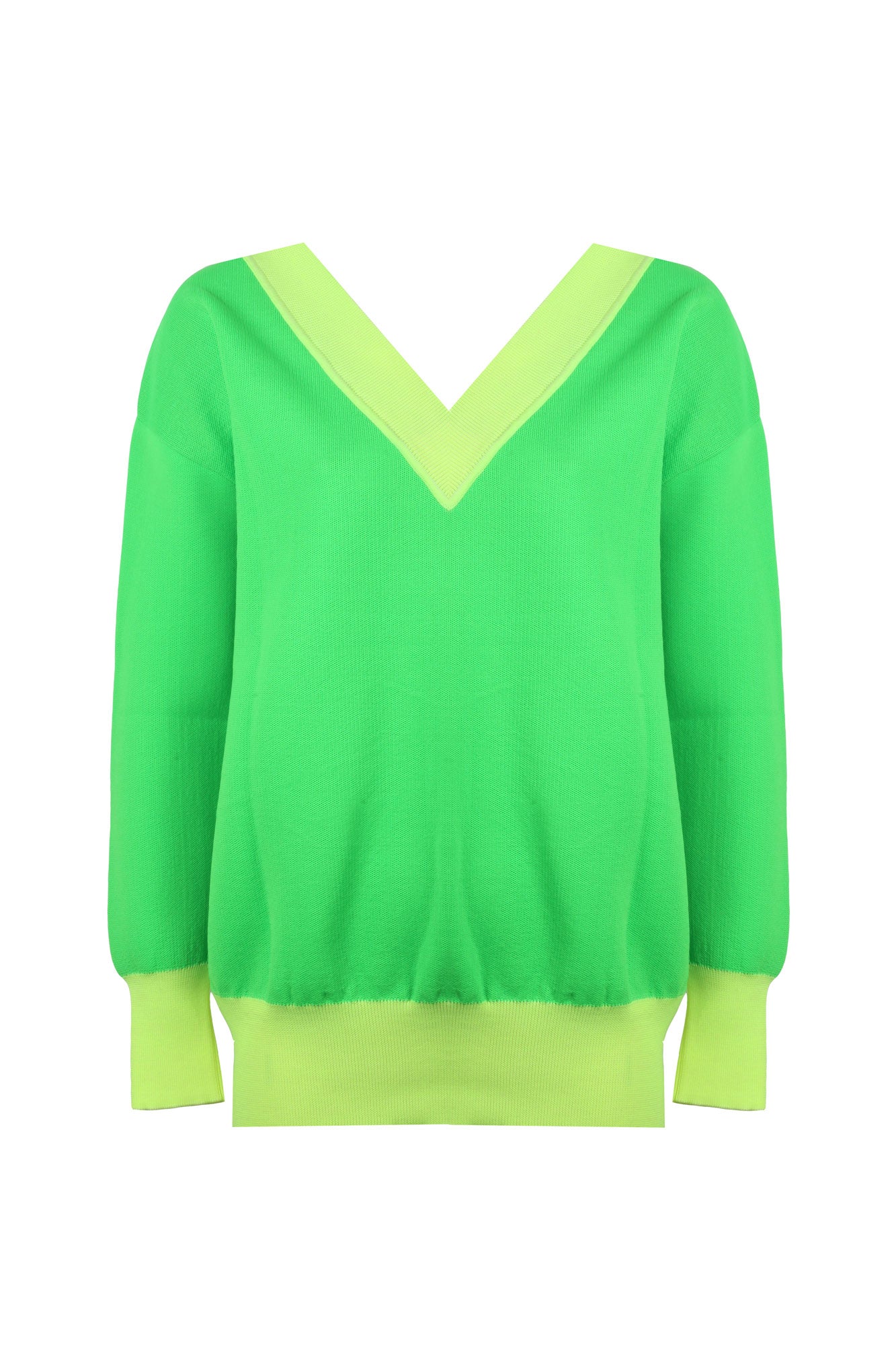 DOUBLE V NECK NEON TWO COLOR KNITWEAR SWEATER