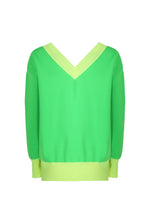DOUBLE V NECK NEON TWO COLOR KNITWEAR SWEATER