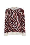 BICYCLE NECK ZEBRA FIGURE SWEATER TİLE RED