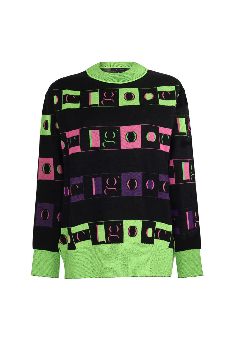 LOGOMANIA CREW NECK NEON SWEATER