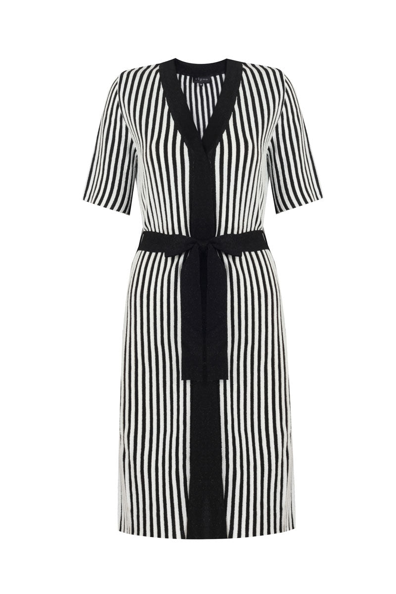BLACK & WHITE LUREX CARDIGAN/ DRESS