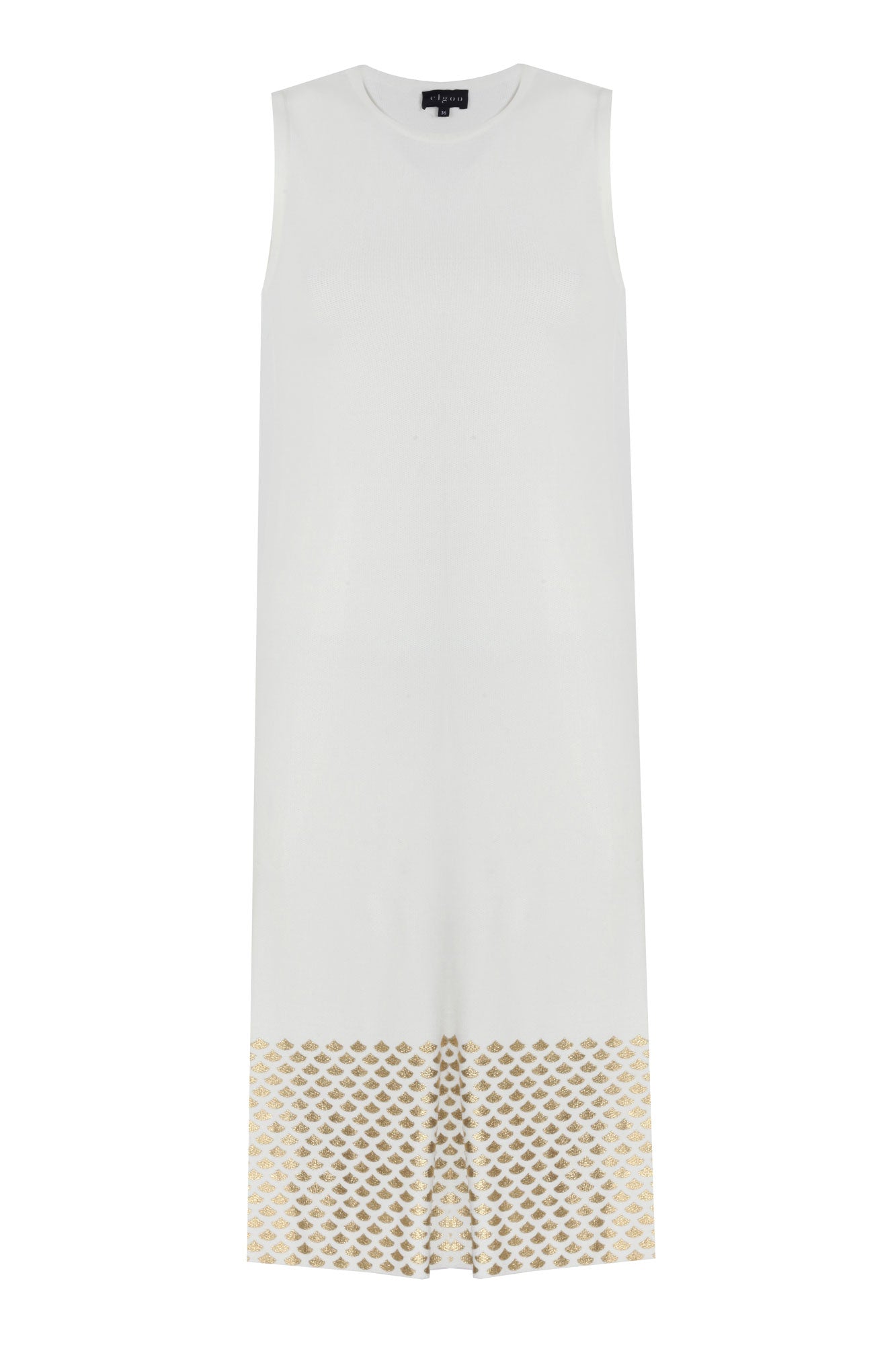 FOIL PRINTED DRESS WHITE-GOLD