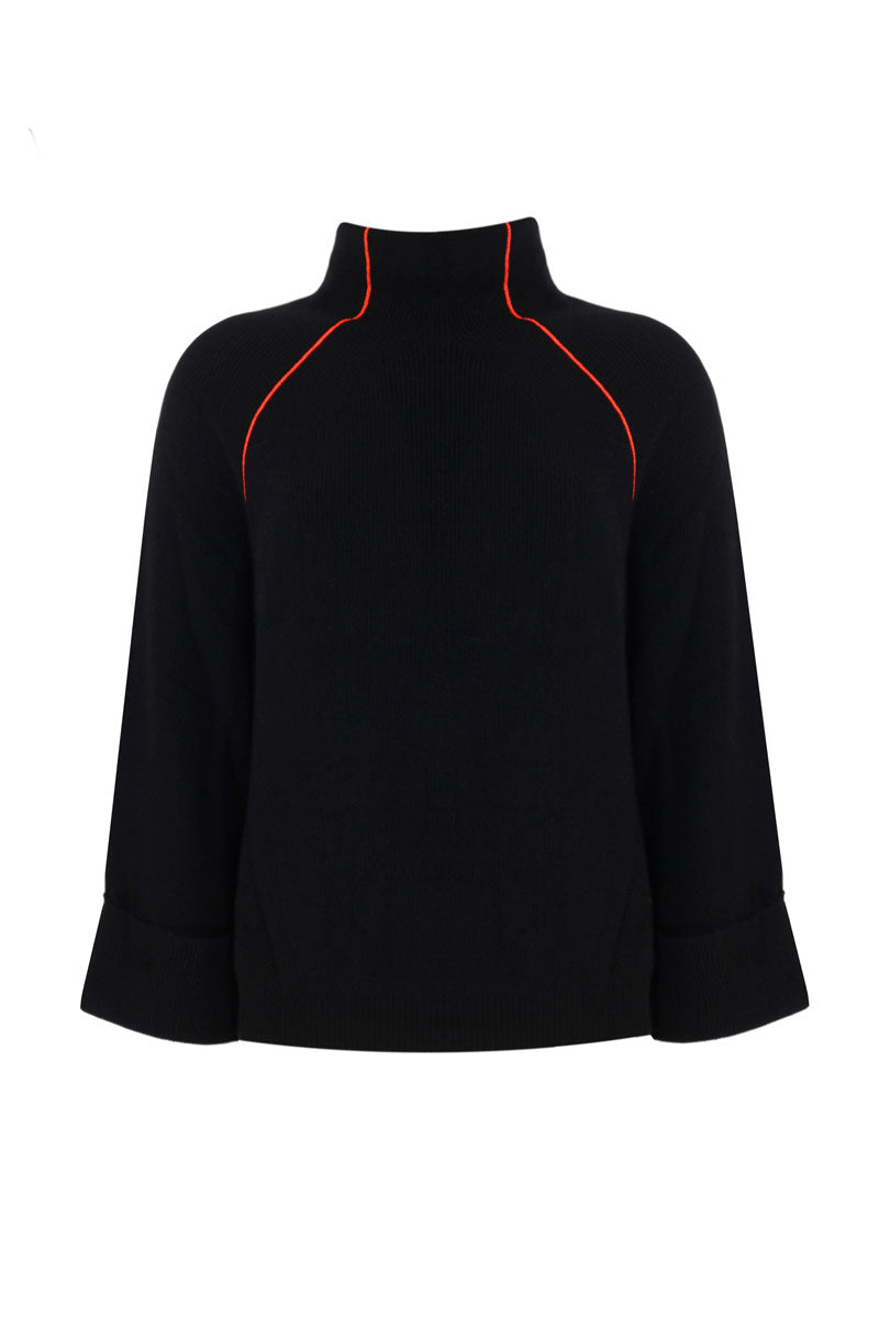 HIGH NECK CASHMERE SWEATER BLACK