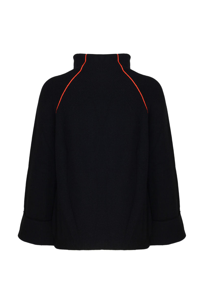 HIGH NECK CASHMERE SWEATER BLACK