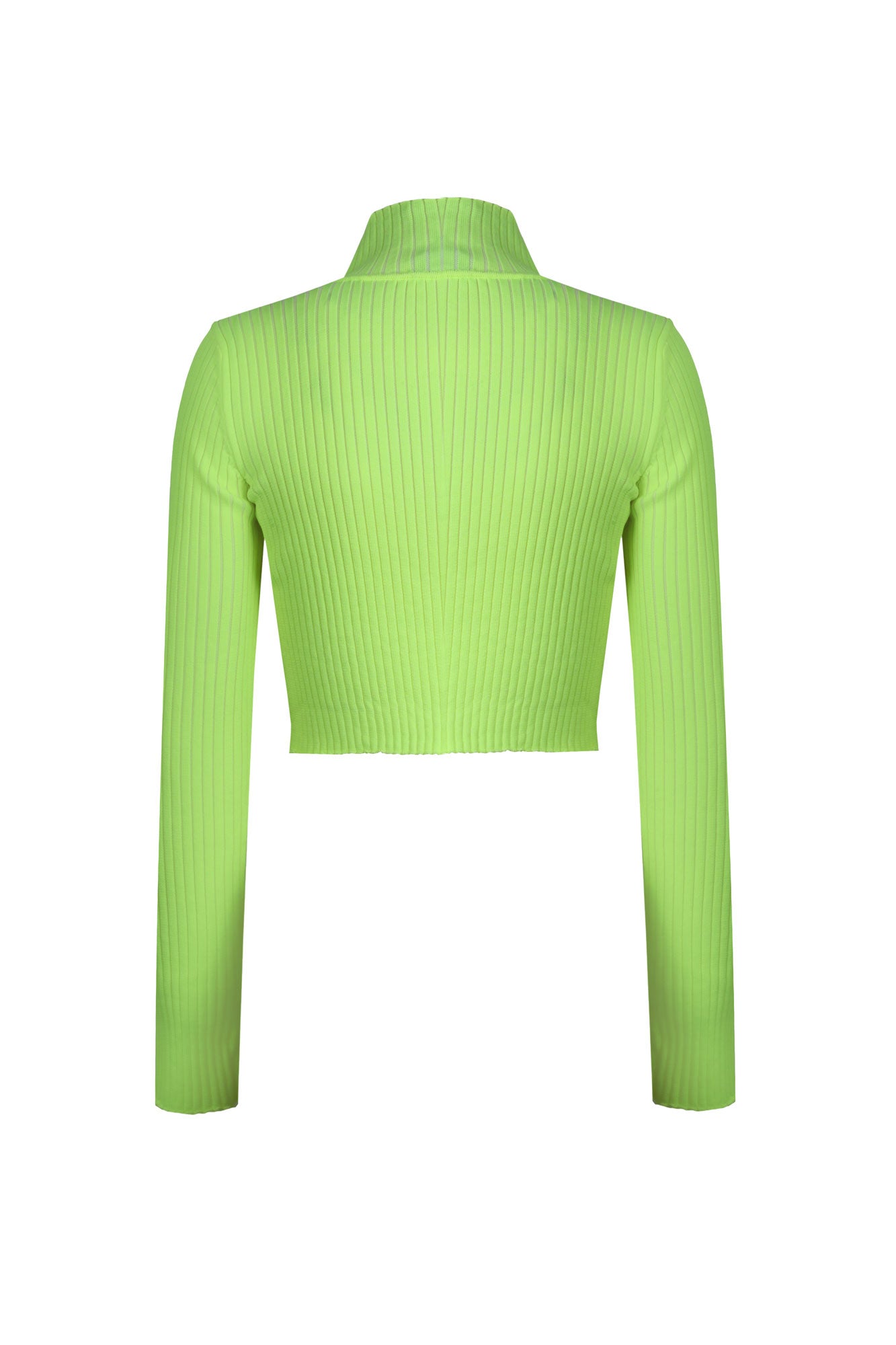 NEON CROP KNITWEAR SWEATER WITH BUTTONED SHOULDER YELLOW
