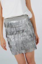 SUEDE MINI SKIRT WITH SILVER FRINGES