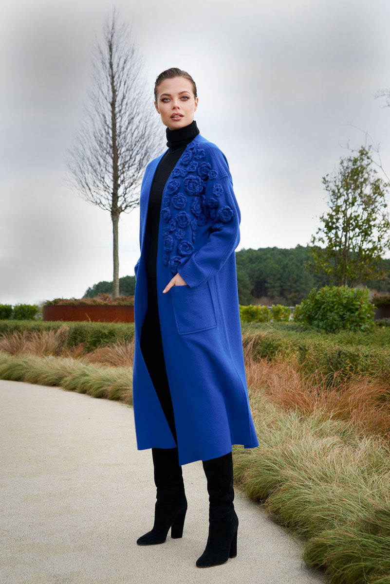 LONG KNITWEAR JACKET SAXE