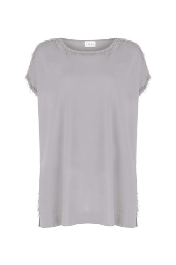 FRINGED BOAT NECK KNITWEAR TOP