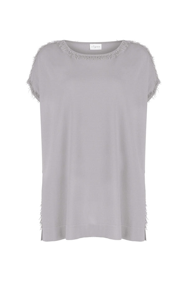 FRINGED BOAT NECK KNITWEAR TOP