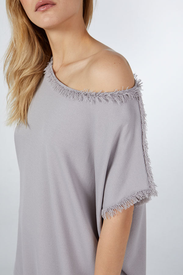 FRINGED BOAT NECK KNITWEAR TOP